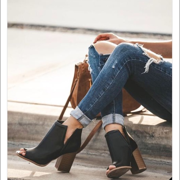 Black Peep Toe Booties - Picture 3 of 8